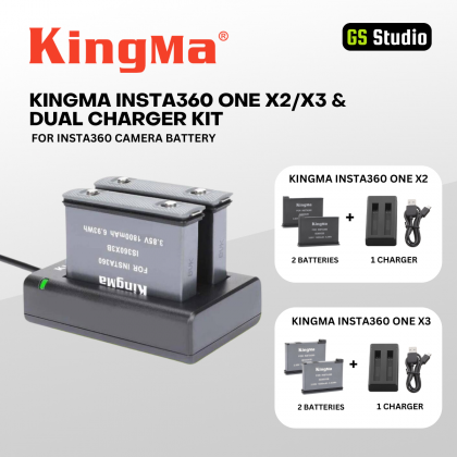 KINGMA INSTA360 ONE  X2/X3 & DUAL CHARGER KIT FOR INSTA360 CAMERA BATTERY